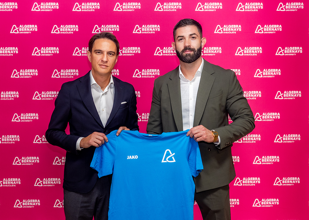 Na fotografiji: Damir Jugo, predsjednik Upravnog vijeća Sveučilišta Algebra Bernays, i Stipe Glavinović, direktor prodaje JAKO Sporta.